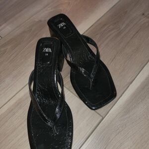 Zara Black Heeled Sandals